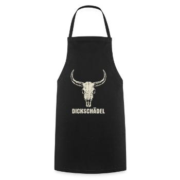Bull's Head Skull with Horns - Thick Skull - Cooking Apron - black - Front - AI Model Male 185 dark (185cm)