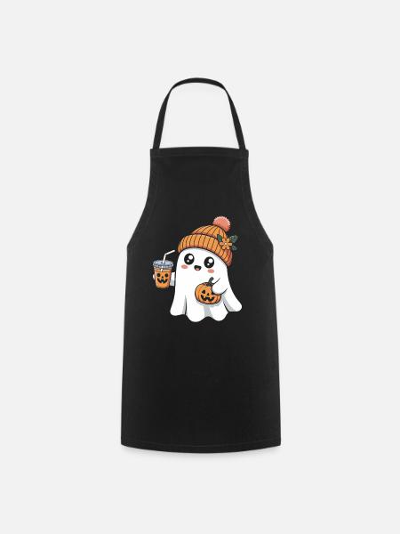 Geist Kürbis Gewürz Latte Halloween Spaß - Kochschürze - Schwarz