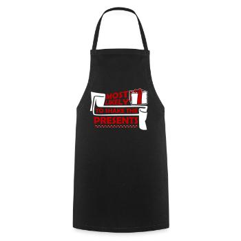 Le plus susceptible de secouer les cadeaux Noël Fun - Tablier de cuisine - noir - Devant - AI Model Male 185 dark (185cm)