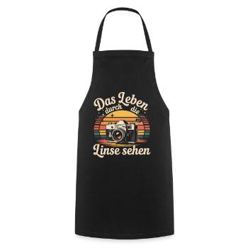 Seeing Life Through the Lens Vintage Camera - Cooking Apron - black - Front - AI Model Male 185 dark (185cm)