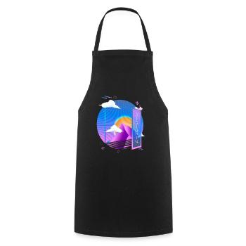 Vaporwave Pastell Goth Ästhetik Retro Synthwave - Kochschürze - Schwarz - Vorne - AI Model Male 185 dark (185cm)