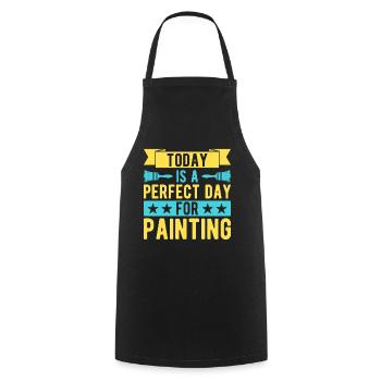 Artist Painter Graphic Today A Perfect Day For Art - Cooking Apron - black - Front - AI Model Male 185 dark (185cm)