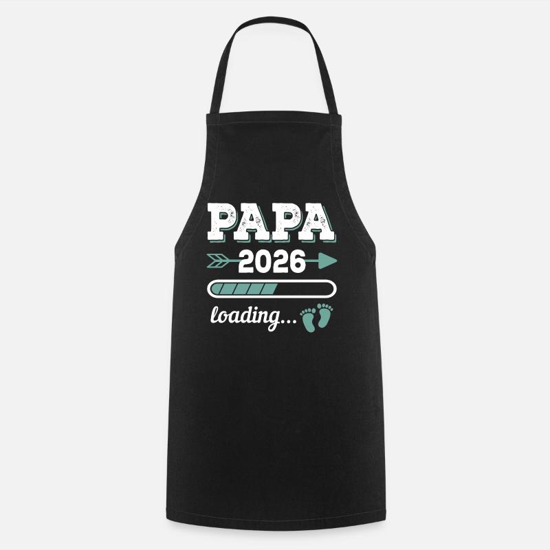 Papa 2026 Loading Werdender Vater Geschenkidee - Kochschürze - Schwarz