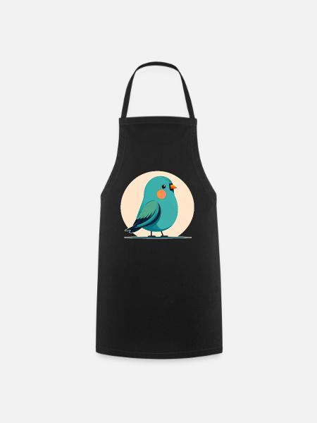 Kleiner grün-blauer Vogel - Kochschürze - Schwarz