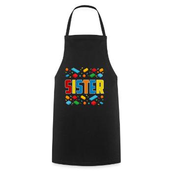 Sœur brique constructeur créatif famille bloc amant - Tablier de cuisine - noir - Devant - AI Model Male 185 dark (185cm)