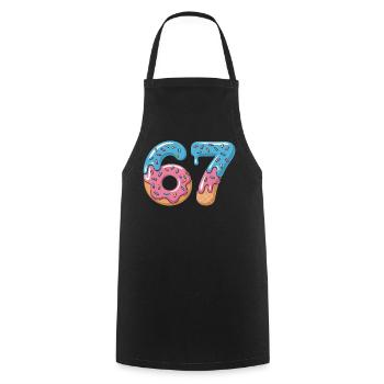 Donut numbers 6 and 7 - Cooking Apron - black - Front - AI Model Male 185 dark (185cm)