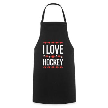 I Love Hockey Aufdruck - Kochschürze - Schwarz - Vorne - AI Model Male 185 dark (185cm)