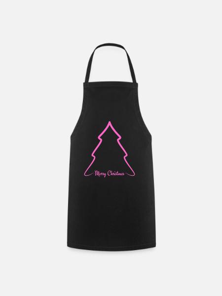 Neon Pink Weihnachtsbaum Outline - Kochschürze - Schwarz