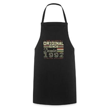 33 Years Birthday | Original December 1992 - Cooking Apron - black - Front - AI Model Male 185 dark (185cm)