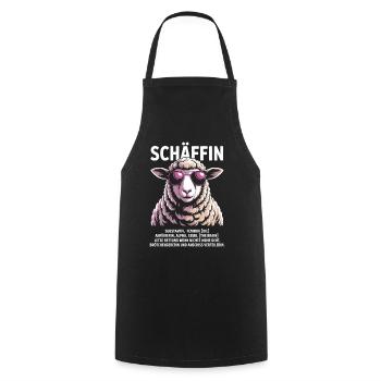Schäffin Chefin Lustiges Schaf-Motiv - Kochschürze - Schwarz - Vorne - AI Model Male 185 dark (185cm)