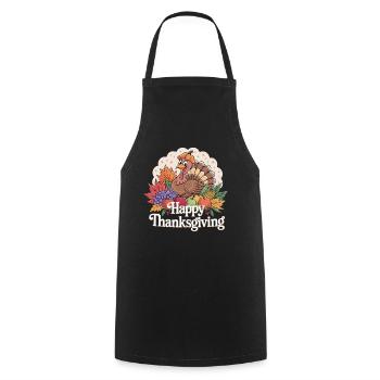 Fröhliches Thanksgiving Truthahn Herbstmotiv - Kochschürze - Schwarz - Vorne - AI Model Male 185 dark (185cm)