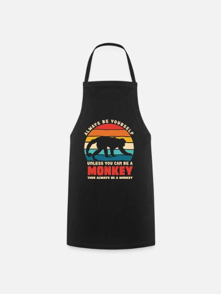 Be Yourself Monkey Retro Motiv - Kochschürze - Schwarz
