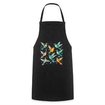 Colorful Hummingbirds in Watercolor – Lightness & Color - Cooking Apron - black - Front - AI Model Male 185 dark (185cm)