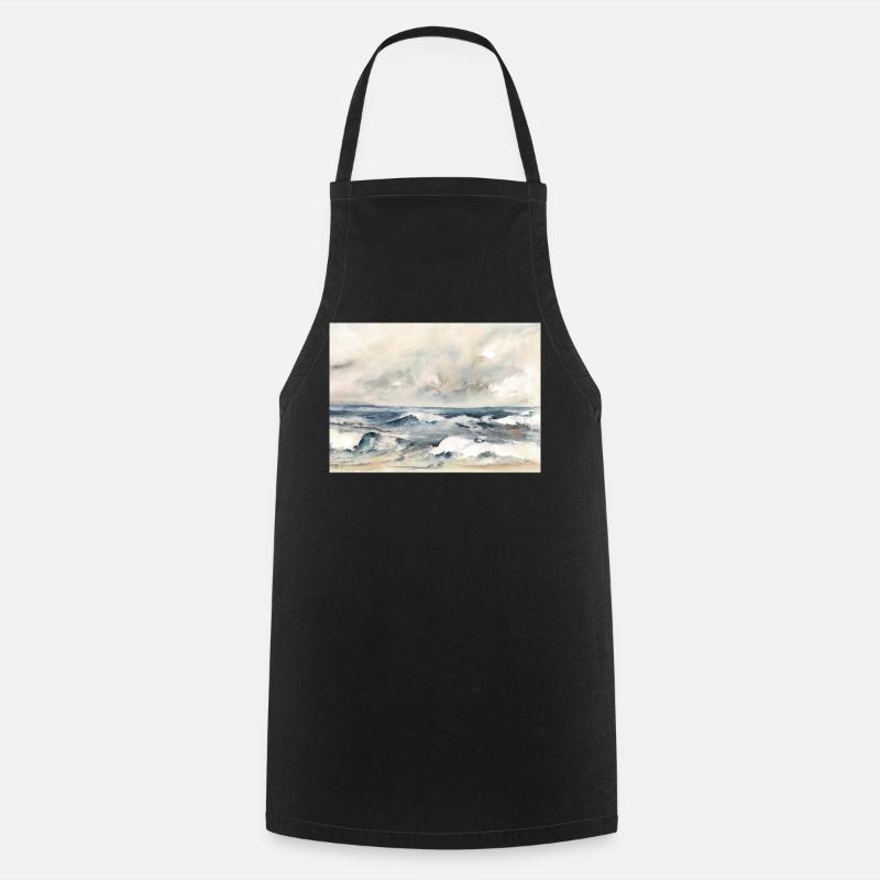 Wave dance at the edge of the sea - Cooking Apron - black
