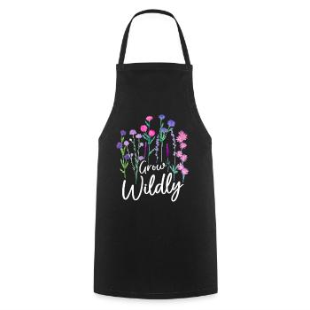 Wachse Wildblumen-Design - Kochschürze - Schwarz - Vorne - AI Model Male 185 dark (185cm)