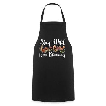 Stay Wild Keep Blooming Floral - Kochschürze - Schwarz - Vorne - AI Model Male 185 dark (185cm)