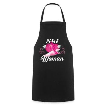 Ski Frau Retro Rosa Skifahren  - Kochschürze - Schwarz - Vorne - AI Model Male 185 dark (185cm)