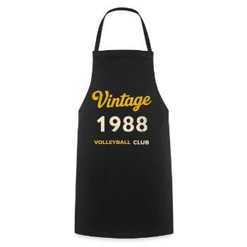 Millésime 1988 – Volleyball Club Rétro Année de naissance - Tablier de cuisine - noir - Devant - AI Model Male 185 dark (185cm)