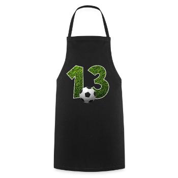 NR. 13 NUMMER 13 FUßBALL 13. GEBURTSTAG - Kochschürze - Schwarz - Vorne - AI Model Male 185 dark (185cm)