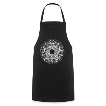 Poinsettia in filigree lace look - Cooking Apron - black - Front - AI Model Male 185 dark (185cm)