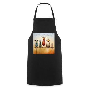 volée d’oiseaux sur un fil - Tablier de cuisine - noir - Devant - AI Model Male 185 dark (185cm)