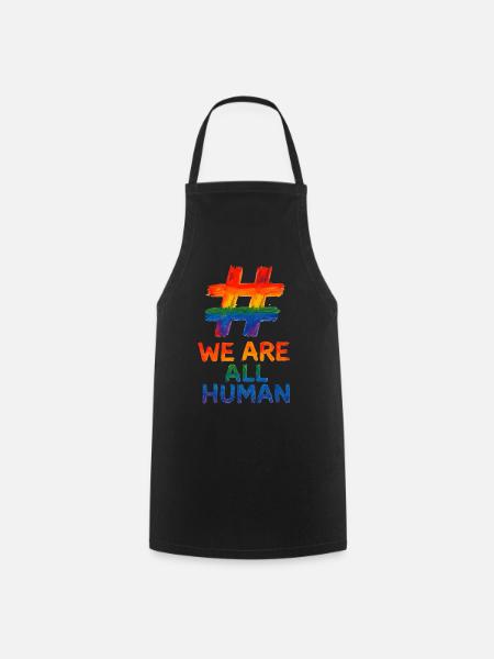 #WeAreAllHuman – Regenbogen Watercolor Design - Kochschürze - Schwarz