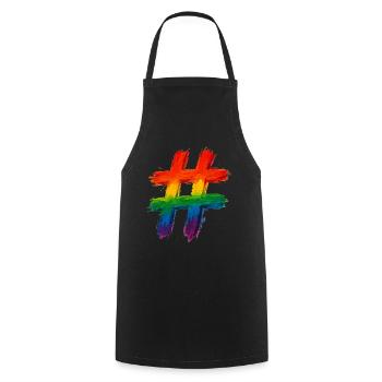 Hashtag coloré peint aux couleurs de l’arc-en-ciel - Tablier de cuisine - noir - Devant - AI Model Male 185 dark (185cm)