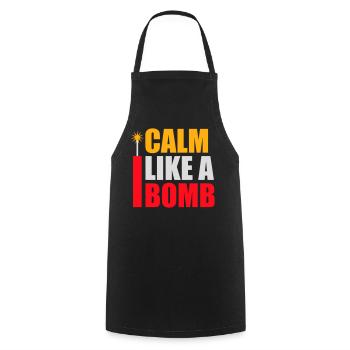 Calme comme une bombe Paradoxe Ironie Humour Blague explosive - Tablier de cuisine - noir - Devant - AI Model Male 185 dark (185cm)