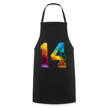 NON. 14 NUMÉRO 14 COLLÈGE 14E ANNIVERSAIRE - Tablier de cuisine - noir - Devant - AI Model Male 185 dark (185cm)