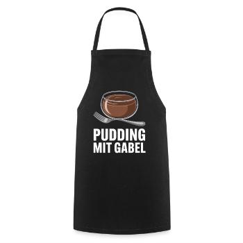Pudding with fork - Cooking Apron - black - Front - AI Model Male 185 dark (185cm)
