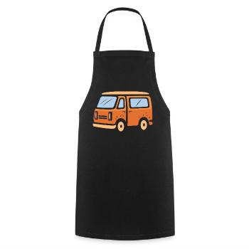 Retro Camper Van Cartoon Illustration - Cooking Apron - black - Front - AI Model Male 185 dark (185cm)