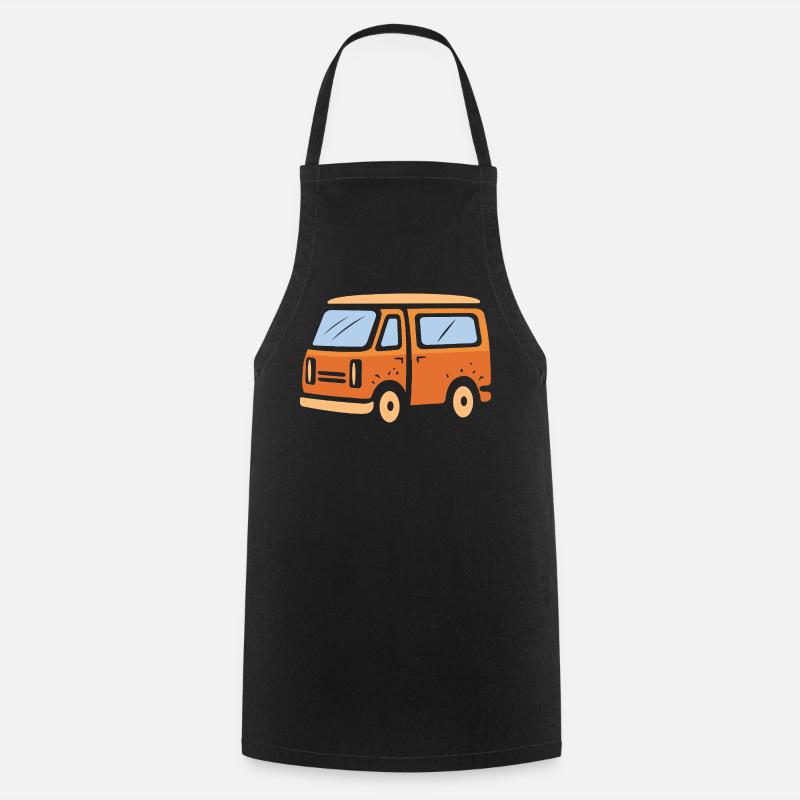 Illustration de dessin animé de camping-car rétro - Tablier de cuisine - noir