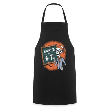 Conception de squelette hanté avec tableau noir et chauves-souris - Tablier de cuisine - noir - Devant - AI Model Male 185 dark (185cm)