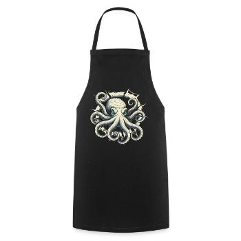 Octopus peeking out of crack - octopus tentacle - Cooking Apron - black - Front - AI Model Male 185 dark (185cm)