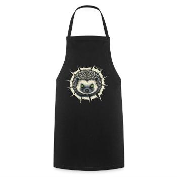 Hérisson mignon jetant un coup d’œil hors de la fissure - Cadeau amusant - Tablier de cuisine - noir - Devant - AI Model Male 185 dark (185cm)