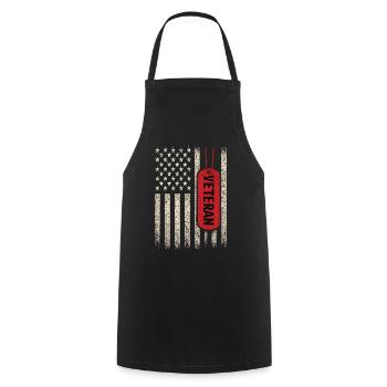 US Veteran Dog Tag Flagge Retro Look - Kochschürze - Schwarz - Vorne - AI Model Male 185 dark (185cm)