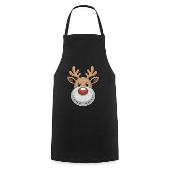 Renne Noël laid - Tablier de cuisine - noir - Devant - AI Model Male 185 dark (185cm)