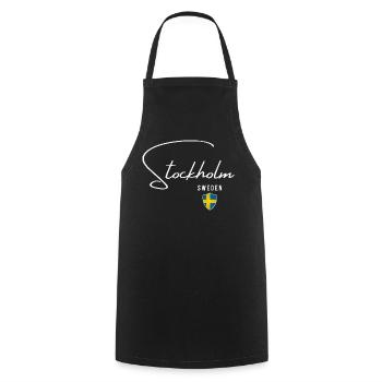 Stockholm, Suède, design minimaliste élégant - Tablier de cuisine - noir - Devant - AI Model Male 185 dark (185cm)