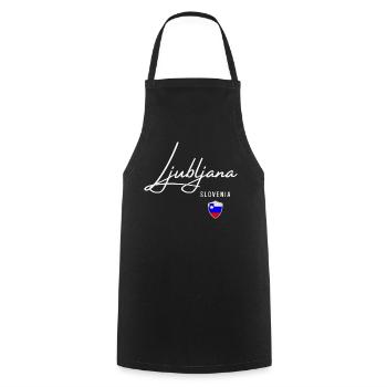 Ljubljana Slovenia, minimalist elegant design - Cooking Apron - black - Front - AI Model Male 185 dark (185cm)