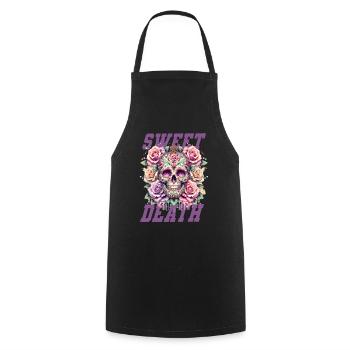 Flowers Skull Beauty Bloom - Cooking Apron - black - Front - AI Model Male 185 dark (185cm)