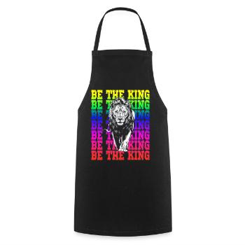 Be the King Rainbow Lion Motif Strong Animal - Cooking Apron - black - Front - AI Model Male 185 dark (185cm)