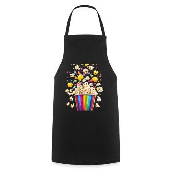 Colorful Popcorn Explosion From Rainbow Mug - Cooking Apron - black - Front - AI Model Male 185 dark (185cm)