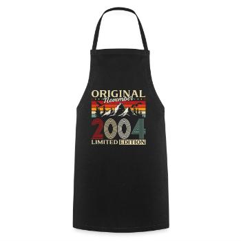 21st Birthday Original November Vintage 2004 - Cooking Apron - black - Front - AI Model Male 185 dark (185cm)
