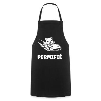 Humour permis de conduire - Tablier de cuisine - noir - Devant - AI Model Male 185 dark (185cm)