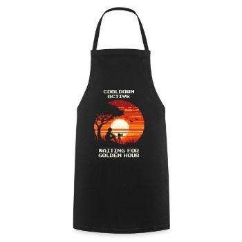 Temps de recharge actif | Photographie de l’heure dorée - Tablier de cuisine - noir - Devant - AI Model Male 185 dark (185cm)
