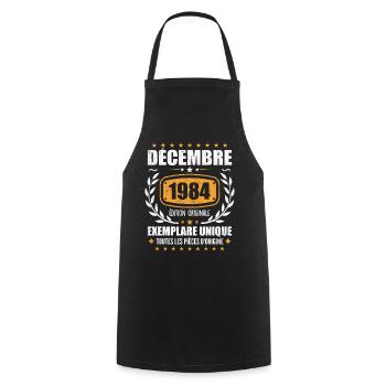 December 1984 Birthday - Born In December 1984 - Cooking Apron - black - Front - AI Model Male 185 dark (185cm)
