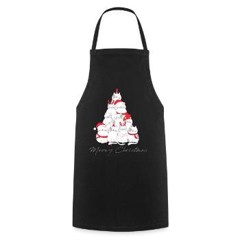 Arbre à chat de Noël miaou - Tablier de cuisine - noir - Devant - AI Model Male 185 dark (185cm)