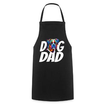 Boxer Hund Papa Buntes Aquarell Design - Kochschürze - Schwarz - Vorne - AI Model Male 185 dark (185cm)