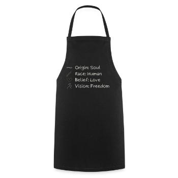 Une seule vision. Une liberté. Une seule humanité. - Tablier de cuisine - noir - Devant - AI Model Male 185 dark (185cm)