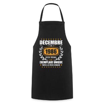 Décembre 1986 Anniversaire - Nées En Décembre 1986 - Tablier de cuisine - noir - Devant - AI Model Male 185 dark (185cm)